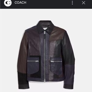 Coach Men's Leather Pieced Leather Jacket purple - size 52
